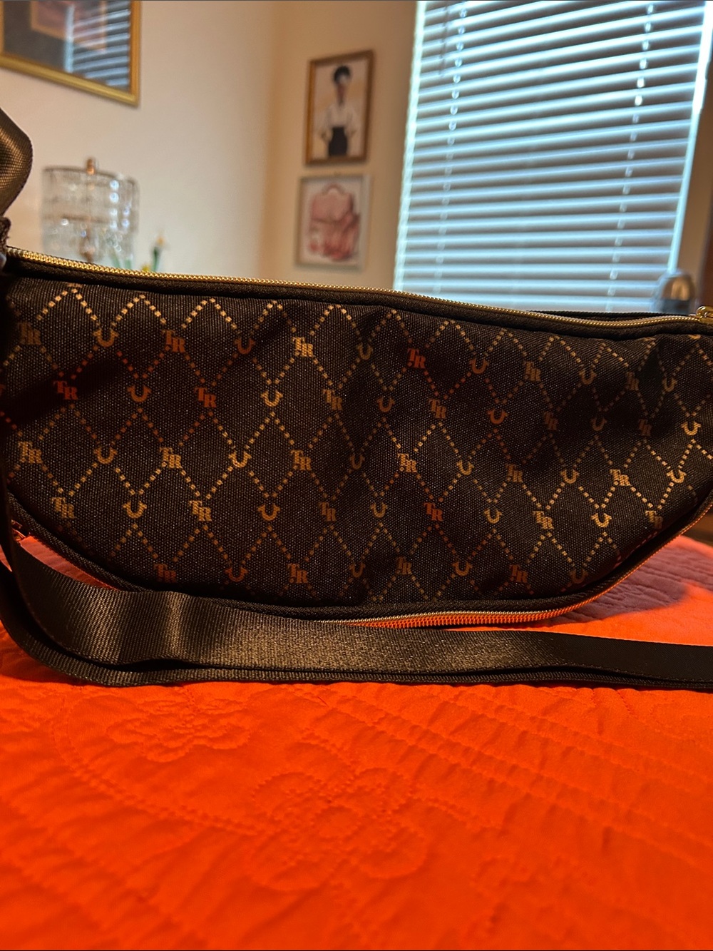TR Patterned Black Crossbody Bag - Stylish Everyday Carry